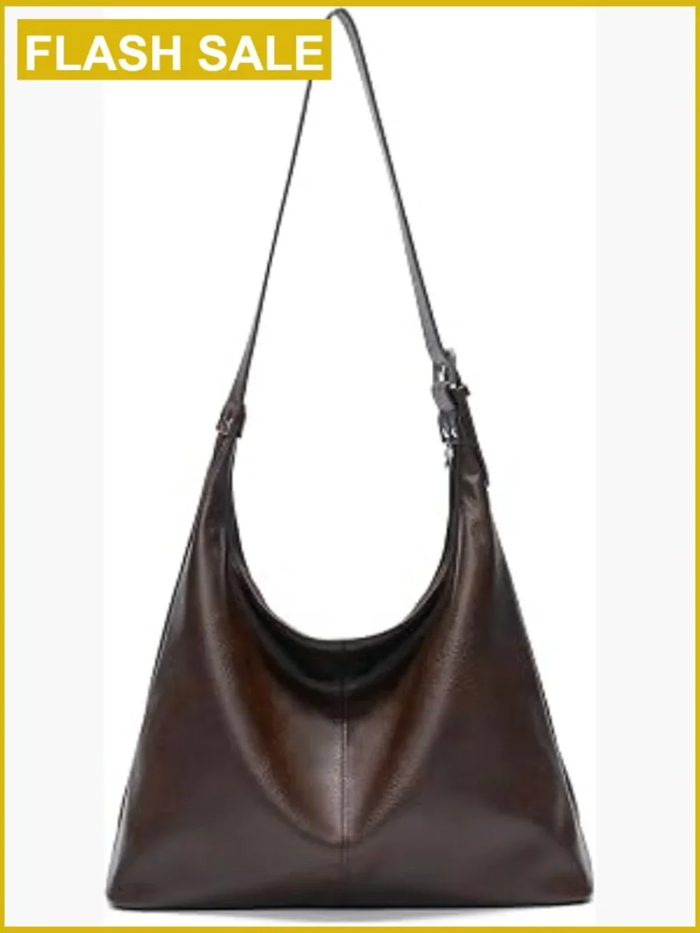 Large Slouchy Hobo Bag Vegan Leather Shoulder Purse Adjustable Strap Fits 13